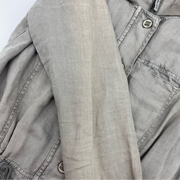 Michael Stars ladies gray linen jacket lightweight full zip with hood - small - Picture 11 of 12